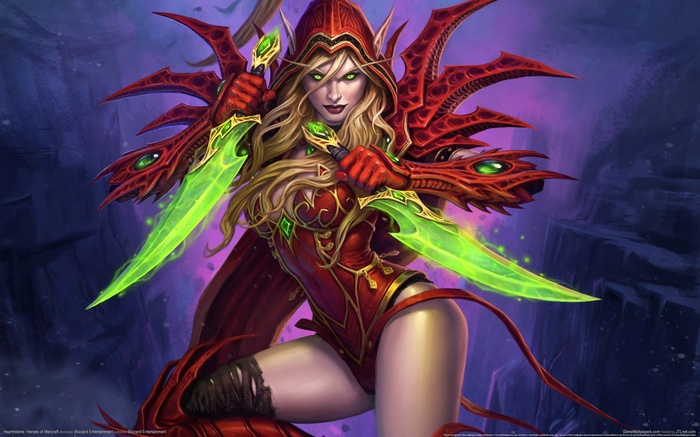 Valeera Sanguinar with Green Daggers in Hearthstone