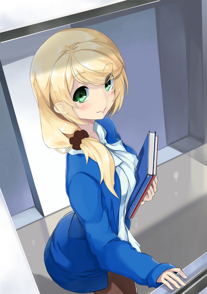 Ellen Baker holding a book, anime girl