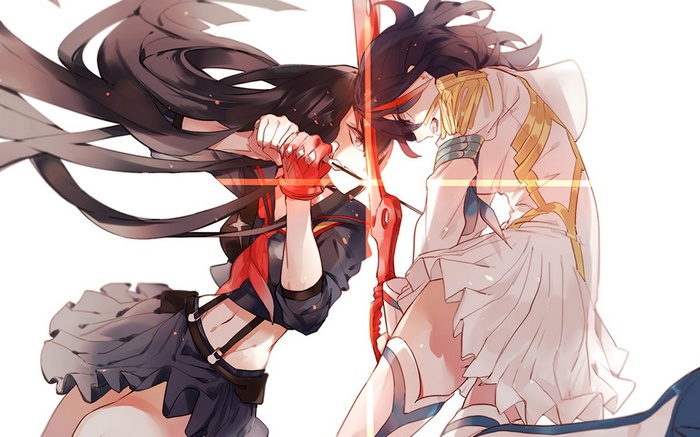 Ryuko Matoi and Satsuki Kiryuin fighting
