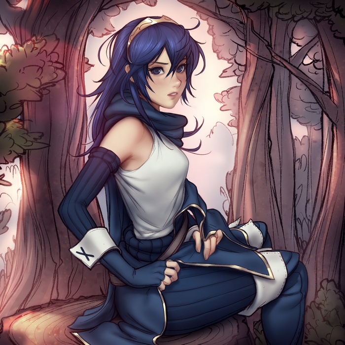 Lucina sitting in a forest