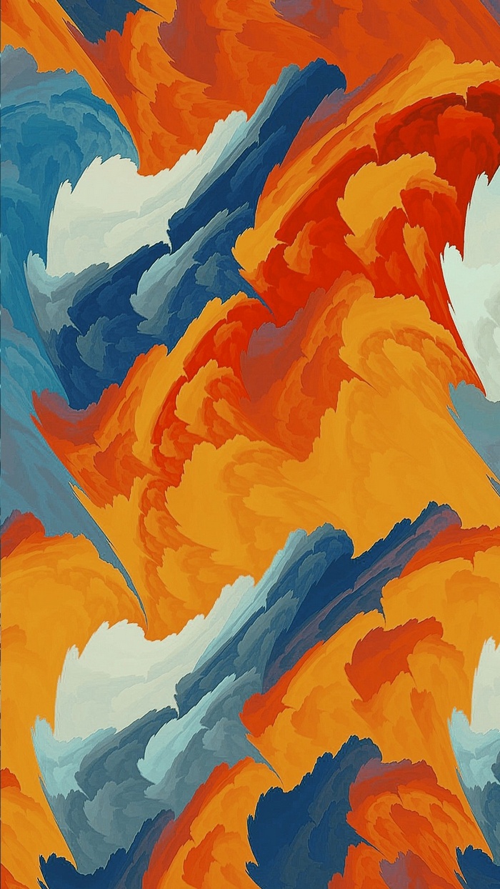 Abstract colorful swirling paint strokes