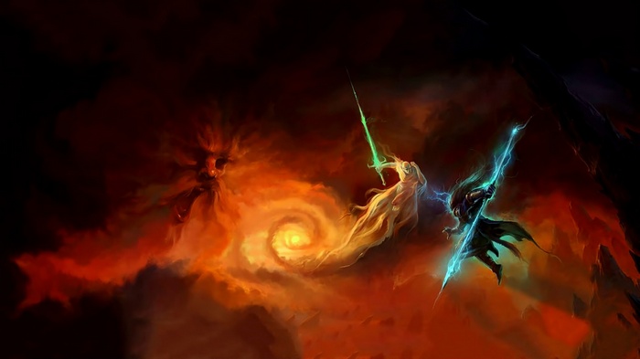 Stormlight Archives: Three figures battle with glowing swords