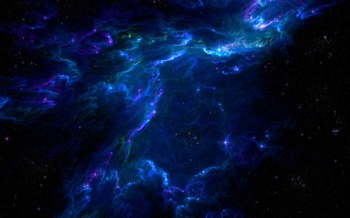 Blue and purple nebula with stars in space