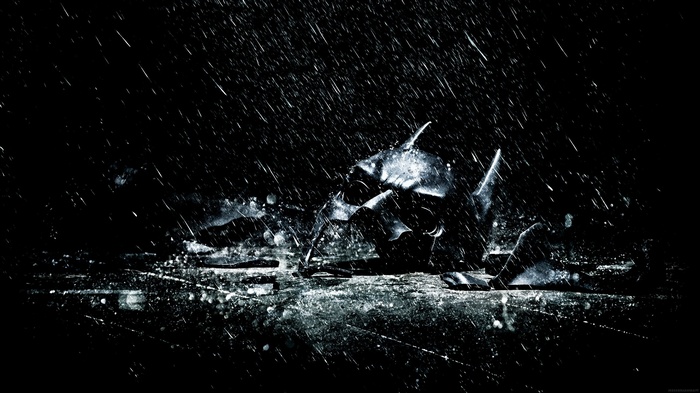 Shattered Batman Mask in the Rain