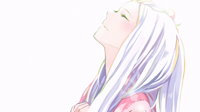 Anime girl with long blonde hair smiling