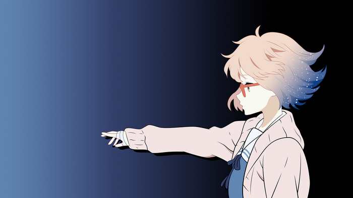 anime girls, glasses, Kyoukai no Kanata, anime, Kuriyama Mirai, simple background