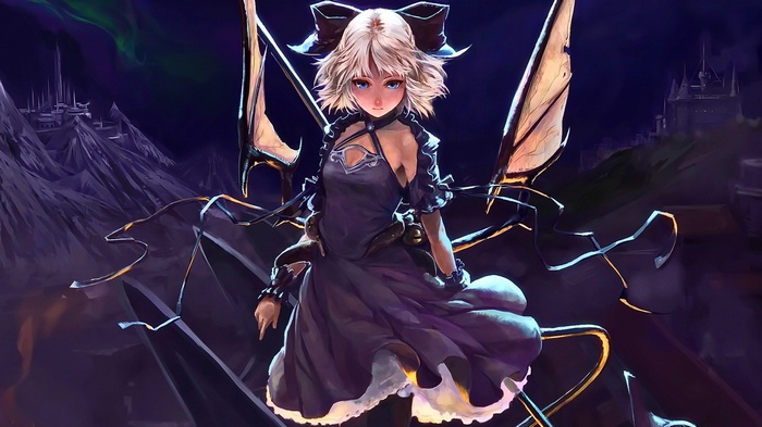 Anime girl with blonde hair and blue eyes