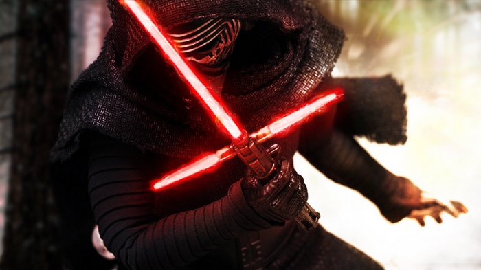 Kylo Ren holding a red lightsaber