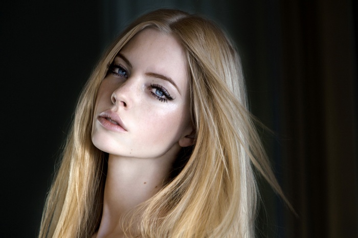 Skye Stracke Long Hair Blonde Blue Eyes Portrait Looking At Viewer