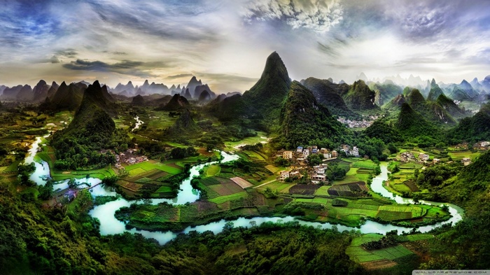 Karst mountains and river in China