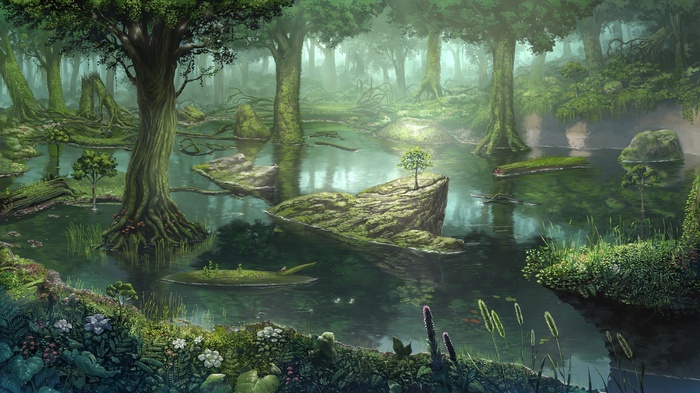 fantasy art, drawing, forest, digital art