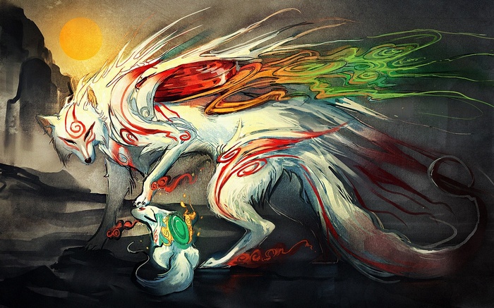 Amaterasu and Chibiterasu from Okami