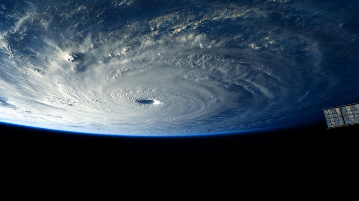 Hurricane viewed from space with satellite