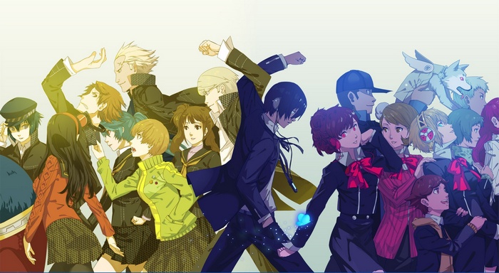 Persona 4 characters in a group pose