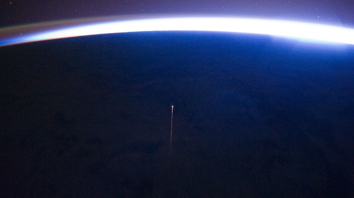 Progress cargo spacecraft launches from Earth