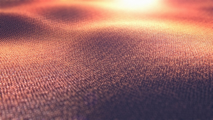 Abstract field of tiny pillars with warm lighting