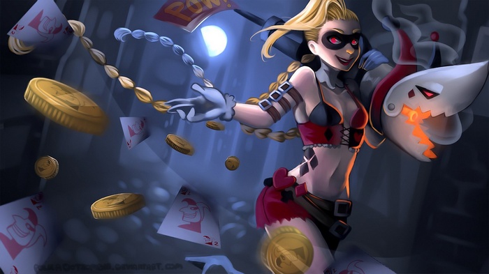 Harley Quinn with a Shark Weapon and Coins