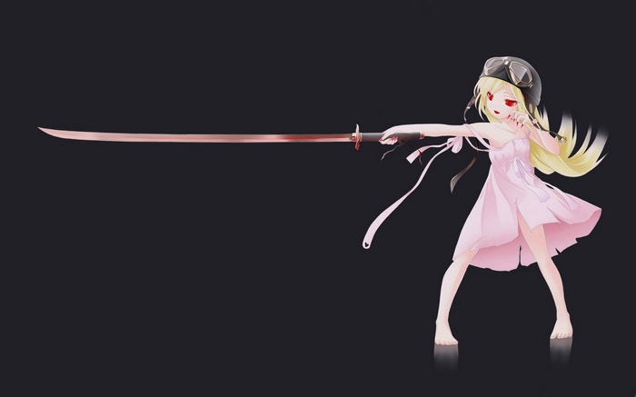 Oshino Shinobu with a sword