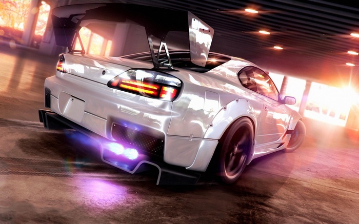 Nissan Silvia S15 drifting with flames