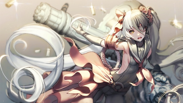 Girl with white hair and a tiger in Blade and Soul
