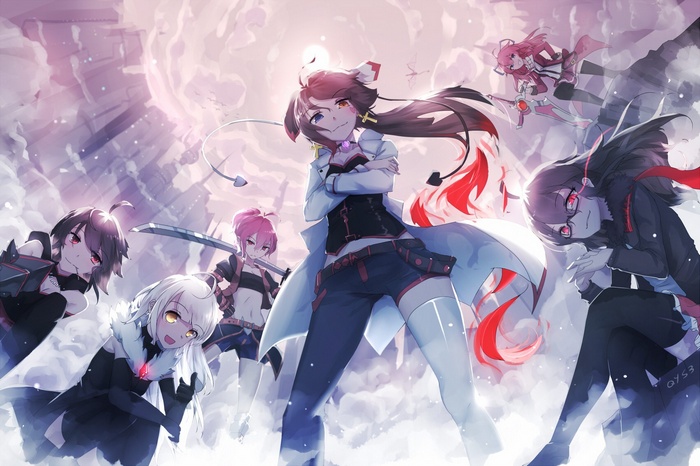 Group of anime girls with weapons