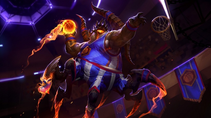 Azmodan playing basketball in Heroes of the Storm