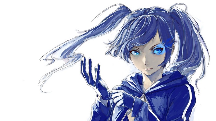 Black Rock Shooter anime girl with blue hair and eyes