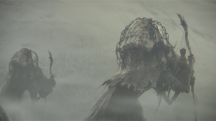 Dark Souls III figures in a misty environment