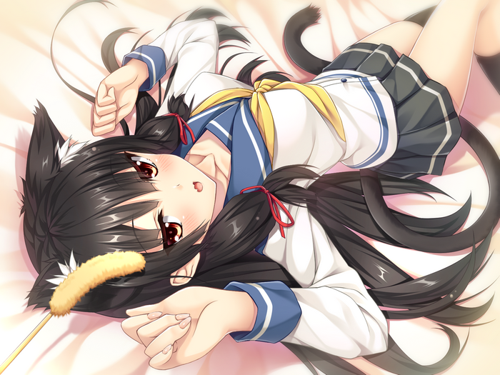Isokaze (Kantai Collection) with cat ears and tail