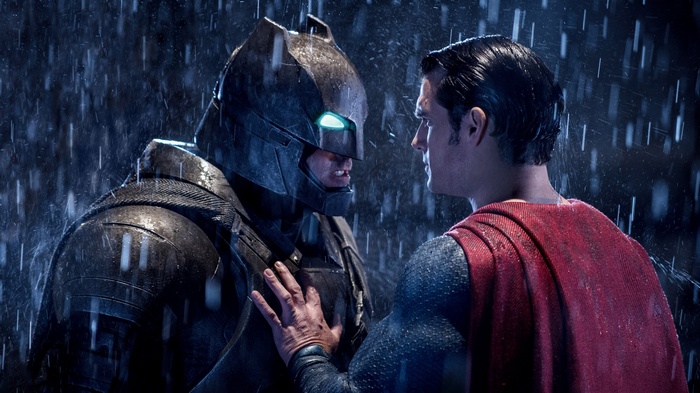 Batman v Superman: Dawn of Justice in the rain