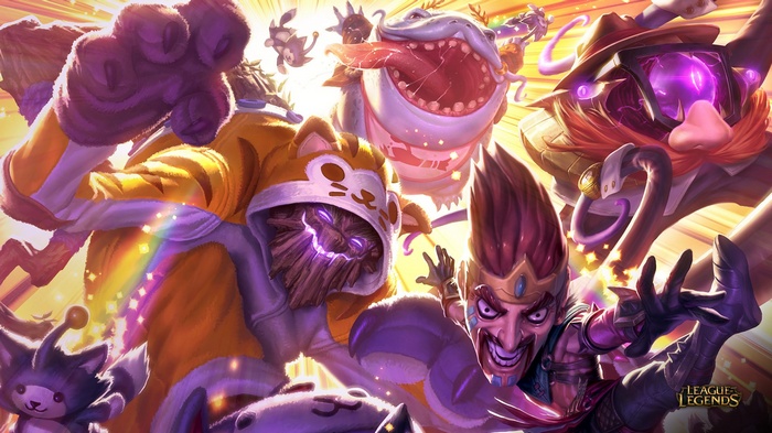 League of Legends characters in a colorful, energetic scene