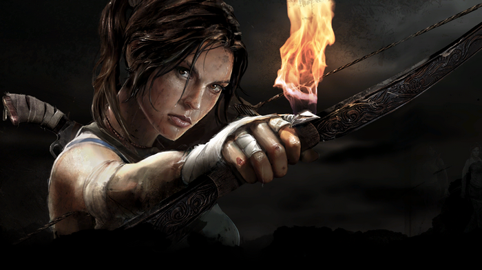 Lara Croft with bow and torch