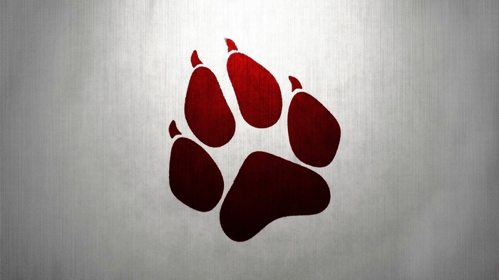 Red Paw Print on Textured Background