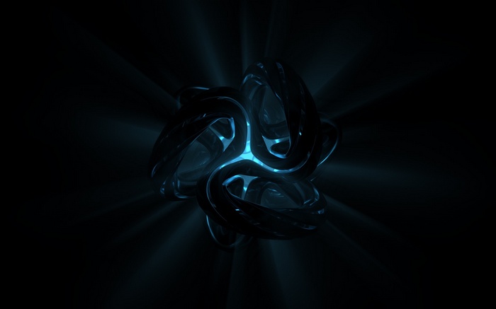 Abstract glowing sphere with blue light rays
