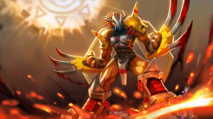 WarGreymon from Digimon Tri in battle