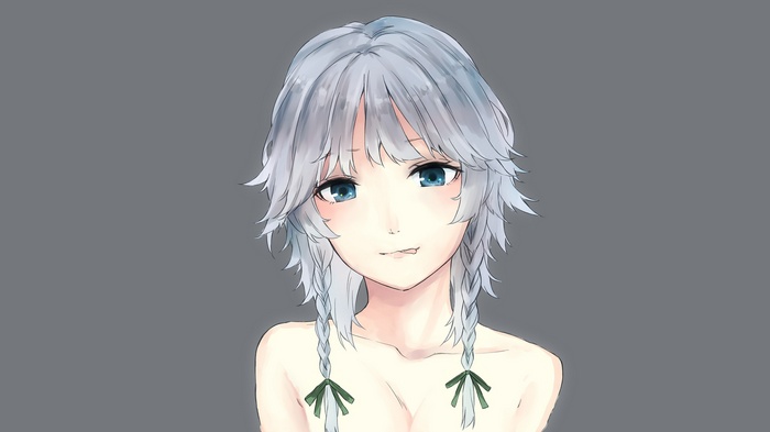 Izayoi Sakuya with blue eyes and silver braids