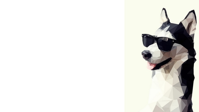 Low poly Siberian Husky wearing sunglasses