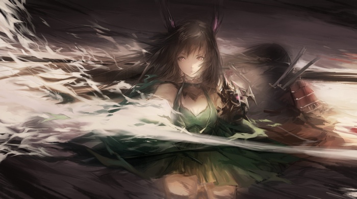Samurai with Animal Ears in a Dramatic Scene