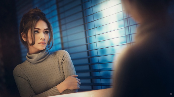 Leanne Lerio in a turtleneck sweater
