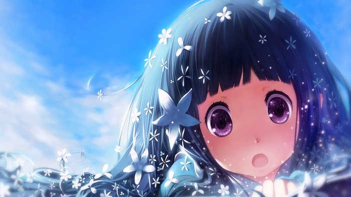 Chitanda Eru with flowers in her hair