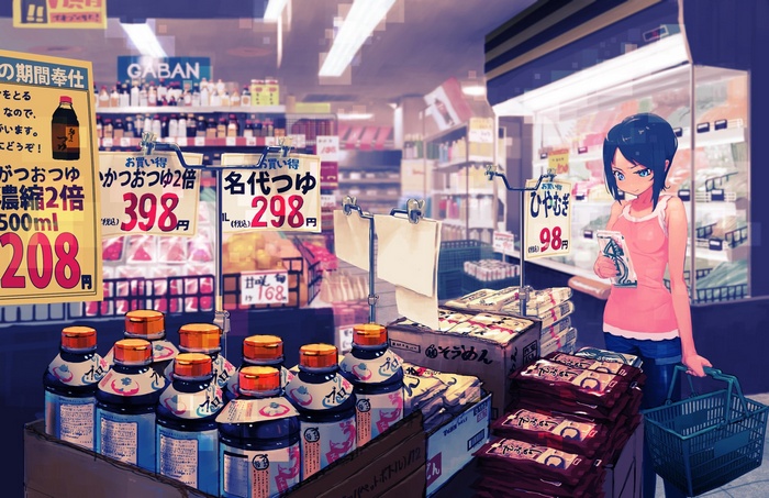 Anime girl in a Japanese supermarket