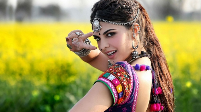 Woman with traditional Indian jewelry and clothing