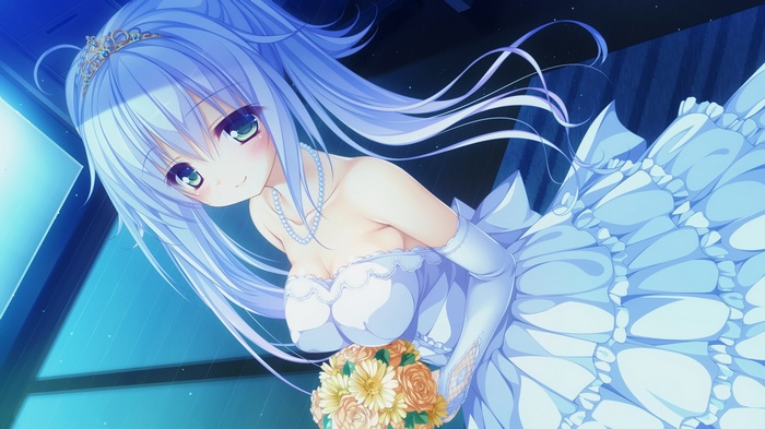 Kururu in a Wedding Dress Holding Flowers