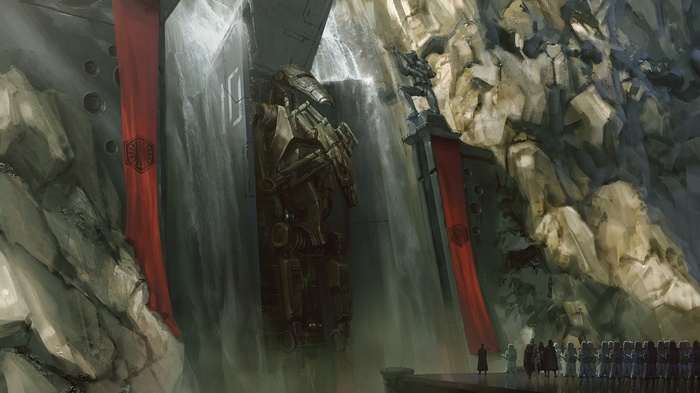 Star Wars artwork depicting a large robot and flags