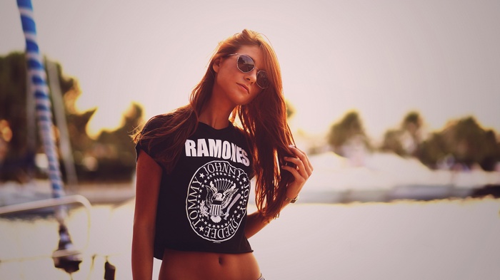 Woman wearing a Ramones t-shirt