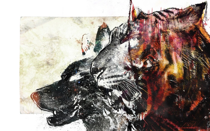 Tiger and Wolf abstract art