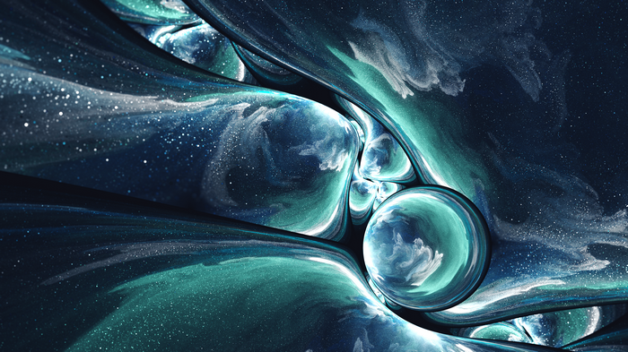 Abstract fractal art with blue and teal swirls