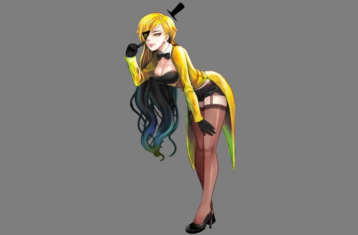 thigh-highs, Bill Cipher , anime, anime girls, long hair, Gravity Falls, anthropomorphism