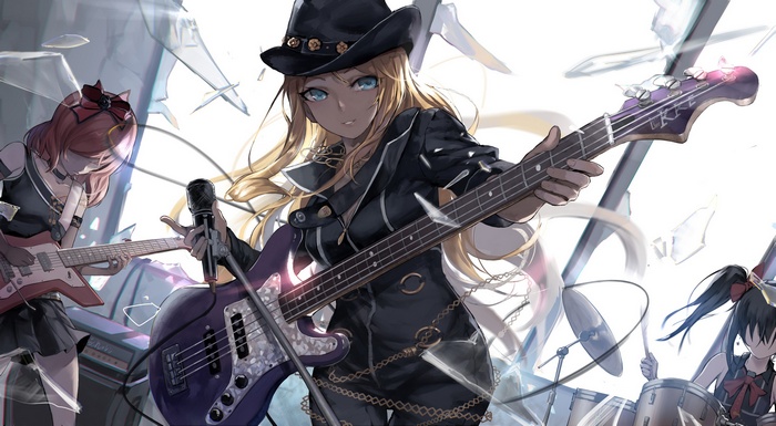 Anime girls playing musical instruments