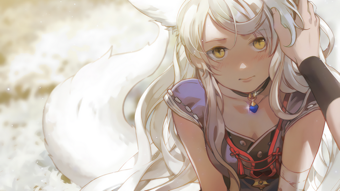 Anime girl with yellow eyes and cat ears